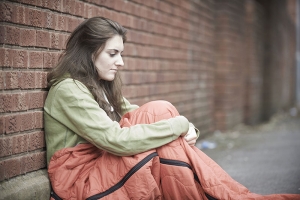 Vulnerable Teenage Girl Sleeping On The Street